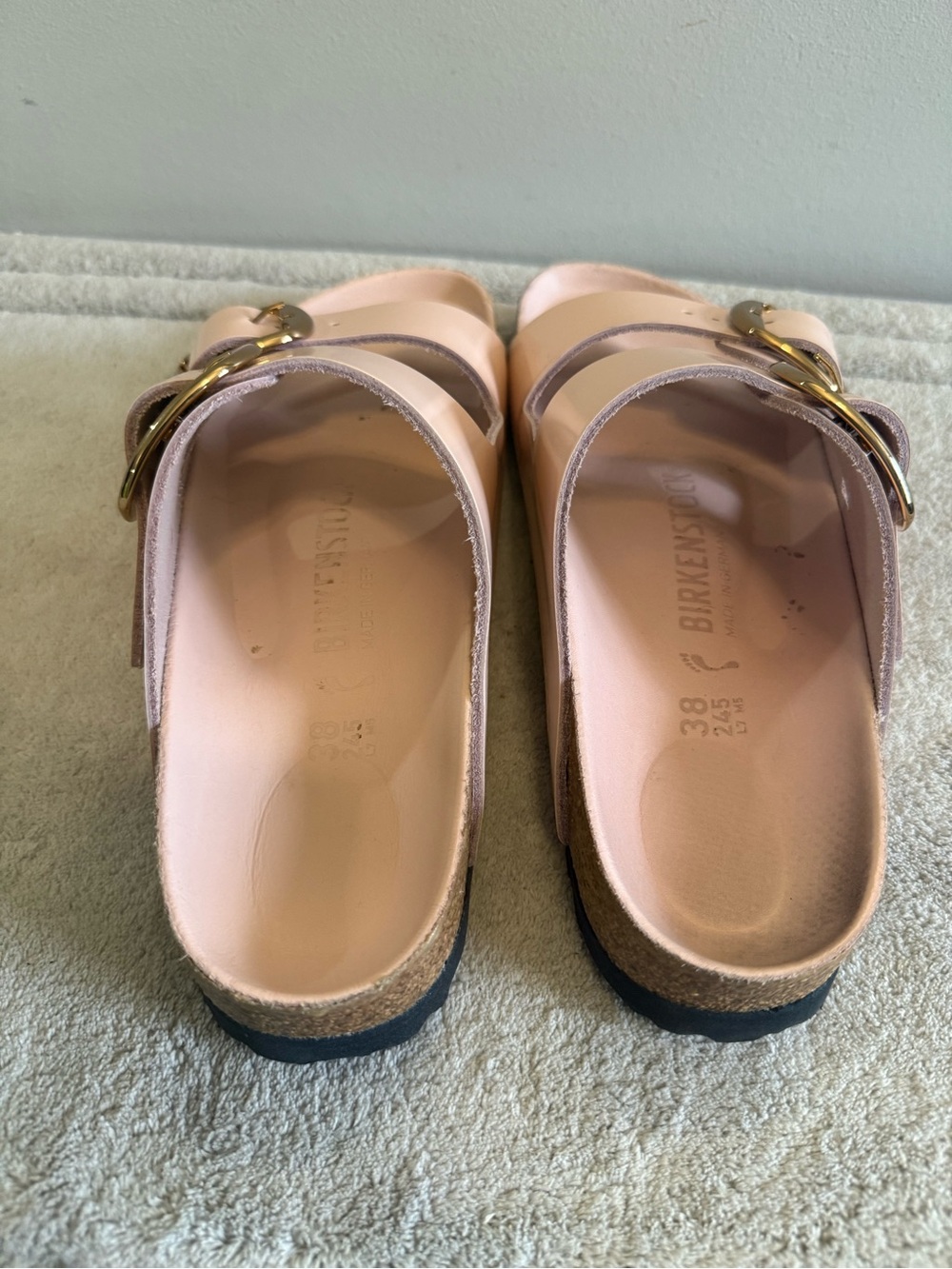 Birkenstock Big Buckle Slide Sandals pink with Gold Hardware - Picture 6 of 9